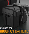 Kickin Dust Snap Top Battery Box For Group U1 12V designed for lawn gear with secure strap and durable design.