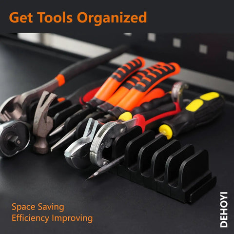Magnetic Plier Organizer Set 24-Piece Modular Tool Holders for Toolbox and Drawer Storage, tools displayed in organizer