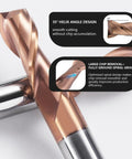 Beefy One-Quarter Inch Carbide Square End Mill With 2 Flutes, Micro Grain Cutter, TiSiN Coating, close-up of helix angle design