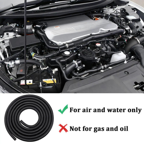 Pro Grade Silicone Vacuum Hose 10 Ft Long One Eighth Inch ID 3mm Black Tubing For Engine Bay Air And Water Lines 130 PSI Burst Pressure High Temp installed in engine bay