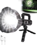Beast Bright 90000 Lumen Handheld Spotlight Flashlight With Rechargeable Battery, 4 Modes, Waterproof Searchlight on tripod