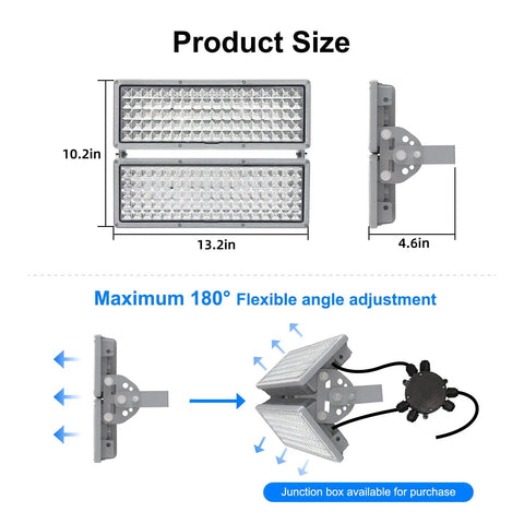 Beefed Up LED Flood Light 200W Outdoor Stadium Lighting With Adjustable Angles And Two Module Design 28,000LM 6500K Ultra Bright IP67 Waterproof For Backyard Arena And Outdoor Yard