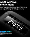 Hybrid Active Noise Cancelling Wireless Earbuds With Six Microphones ENC, featuring LED display for power management.