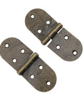 180 Degree Folding Flush Hinge Set For Vintage Furniture And Sewing Tables, Heavy Duty Iron Hinges, bronze finish, top view