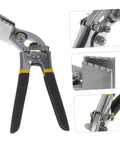 Manual Metal Bender Tool With Straight Jaw Hand Seamer Non Slip Grip for bending and flattening sheet metal in construction.