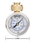 Glycerine Filled 2 Inch Stainless Steel Water Pressure Test Gauge With Big Dial Readout 0 to 200 PSI and KPa Three Quarter Inch Female Hose Thread Leak Proof Outdoor Hose Bibb