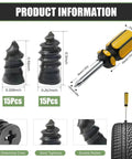 DIY Tire Repair Kit With Rubber Nails And Screw In Plugs For Tubeless Tires, Two Size Set with screwdriver shown in product image