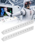 12 Hole L Type Aluminum Beam For Robotics, Pro Grade Built Tough And High Precision DIY Robot Building Components, 12x12x104mm, 2 Pack, Precision Drilled Holes For Easy Alignment And Strong Auto Projects. White anodized 6061 aluminum L beam pair for robot frames.