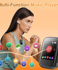 Woman using Bluetooth 5.3 Mp3 Player With Touch Screen Clip On Back Portable Kids Music Player Built In Voice Recorder FM Radio