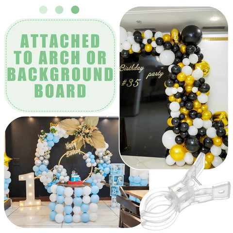 Go-To 10 Pack Large Balloon Arch Clips 3.5 Inch Transparent Spring Clamps for Balloon Arches Backdrops Crafts Heavy Duty Holders
