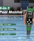 All In One Digital Water Tester With Large Color Screen For Simultaneous pH EC TDS And Temperature Readouts, held in pool water