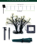 Sun Powered Mushroom String Lights, 20 LED Over 32.8 Feet Of Outdoor Waterproof Pathway Lighting, components displayed.