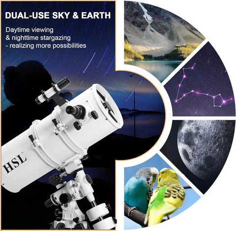 Dope 203mm Aperture Reflector Telescope For Adults, 800mm Focal Length shown in dual-use day and night sky observing mode