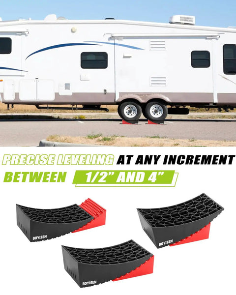 RV Leveling Blocks 2 Pack With Ramp Kit For Camper And Travel Trailer, Heavy Duty RV Levelers Up To 35,000 Lbs, Dual Axle Support