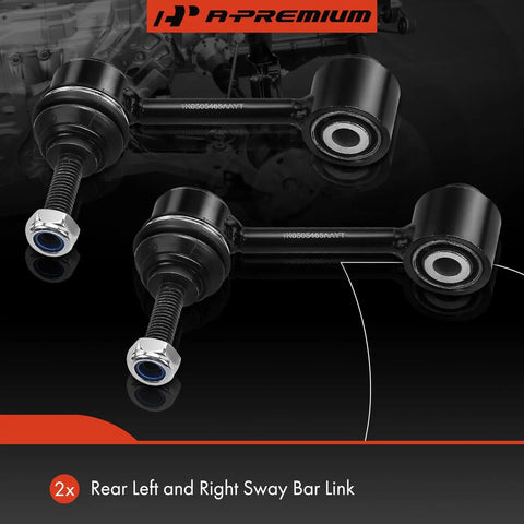 2 Pack Rear Sway Bar Links Stabilizer Kit For Volkswagen Jetta Golf Passat Tiguan Eos CC Beetle And Audi A3 Quattro Q3 TT Quattro Boosts Handling And Reduces Body Roll For A Smoother Sportier Ride, displayed with two black metal links.