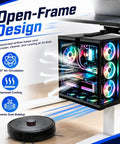 Slick Under Desk PC Mount Features A No Drill Hassle Setup For Standing Desks And Adjustable Workstations While Providing Dang Secure Grip For Your Computer CPU To Keep Your Home Office Clean, showcasing open-frame design with airflow.