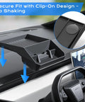 Center Console Organizer For Tesla Cybertruck Behind Screen Storage Tray with No Slip Mats and Clips on dashboard