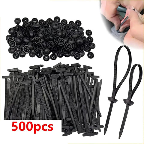 Heavy Duty Nylon Cable Tie Buckle With Pin And Button Universal Zip Ties for car engine guard shown with user fastening.