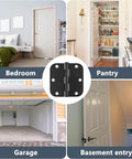 Door Hinges 3 Pack 3.5 Inch Interior Hinges With Five Eighths Radius Matte Black Steel in bedroom, pantry, garage, basement entry