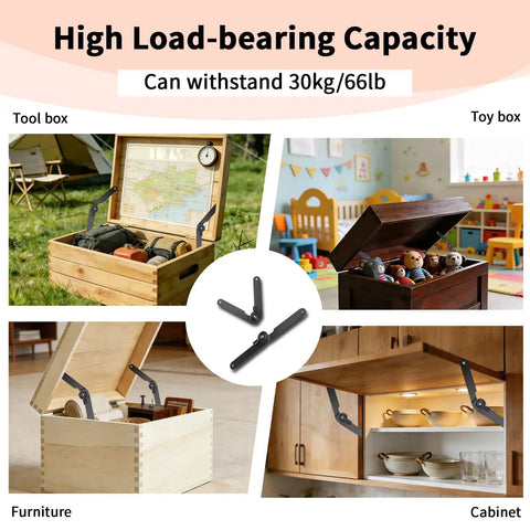 180 Degree Rotatable Lid Support Hinges For Cabinets And Boxes used in toolboxes, toy chests, furniture cabinets, showing high load capacity