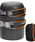 All In One Camping Gear Cookware Set With Mini Stove Pots Cup Fork Spoon Knife Canister Stand And Storage Bags Portable Mess Kit for outdoor use