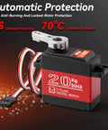 20Kg Digital RC Servo Motor With Metal Gear Waterproof High Torque For One Eighth And One Tenth Scale RC Cars And Robots DS3218 270 Degree Control Aluminum Gear With Double Ball Bearings Ultra Reliable Performance, black and red housing