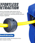 Heavy Duty Extension Cord Reel With 12AWG 40 Ft SJTOW Cable And LED Light Up Tap, 15A 125V 1875W, retraction feature