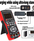2 In 1 Oscilloscope Multimeter With 2.8 Inch IPS Display 9999 Counts 10MHz Bandwidth 48MSa Per Sec Real Time Sampling Input Range Up To 400V Ohm Volt Tester Auto Normal Single Trigger Dual Mode For DIY Electronics with connectivity details and charging features