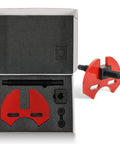 Wheel hub removal tool set in red with a threaded puller bar and storage case; includes red puller plate.