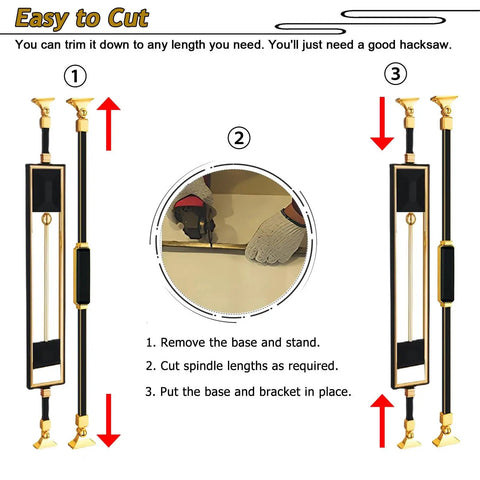Easy to cut Solid As A Rock Adjustable Aluminum Baluster Spindle Kit For Porch Staircase showing cutting process with hacksaw.