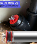 2 Inch Mechanical Test Plug For Pressure Testing And Temporary Sealing End Of Pipe Gripper Kit 2 Pack Pro Grade Durable ABS Body With Natural Rubber O Ring For Reusable Drain And Vent System Maintenance installed in pipe