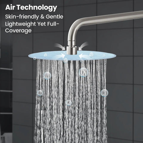 Two Function Shower Faucet Set With Wall Mount High Pressure Brass Valve And Rough In Included 10 Inch Rainfall Shower Head