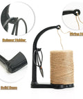 Cast Iron Twine Holder Set With 1300ft Natural Jute Twine, Rope Rack And Scissors, Antique Sewing Machine Style, Black Finish