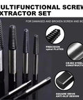 6 Piece Screw Extractor Set Made From 35CrMo Steel With Spiral Groove For Maximum Grip On Broken, Stripped, Dropped Screws