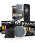 Cerakote Ceramic Headlight Restoration Kit front view with gray polishing discs and 10-wipe set