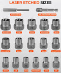 18 Piece Bolt Extractor Kit With Three Eighths Inch Drive For Damaged Bolts Nuts And Screws Includes Hex Adapters Kit Sizes
