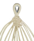 Close-up of hand-woven rope loops and hanging hardware from 40-Inch Wide Brazilian Style Hammock With Hand-Woven Rope Loops And Hanging Hardware Indoor Outdoor Cotton-Poly Blend 250 Lbs Capacity Guacamole Color Portable With Drawstring Carry Bag For Backyard Chill.