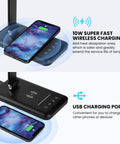 Wireless Charging Desk Lamp With Night Light No Fuss 10W Fast Charge USB Port 10 Brightness Levels And 5 Color Modes showcased