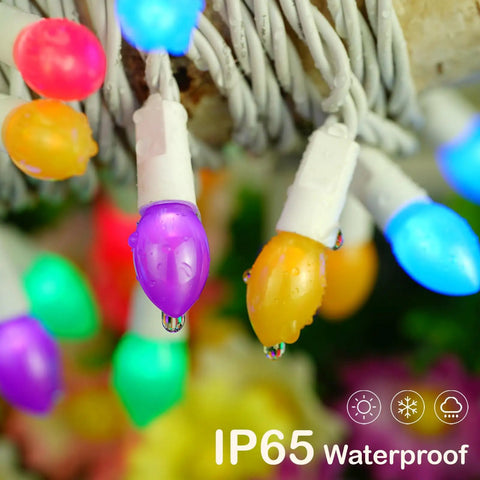 Dope Easter String Lights 50 LEDs, 17 Foot Multi Color Pastel Glow On White Wire, Plug In Indoor Outdoor Waterproof Decor close-up