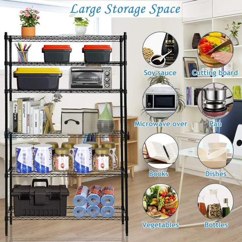 Heavy Duty Metal Wire Shelving Unit 6 Tier Adjustable Steel Utility Storage Rack Nsf Certified Rock Solid Frame And No Sweat Setup For Garage Or Warehouse Hella Durable 1500 Lbs Capacity 42X16X72