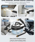 Powerful 2500W Handheld High Temp Steam Cleaner With 15 Second Heat Up, 1.6L Tank, cleaning kitchen, bathroom, car interiors, couch