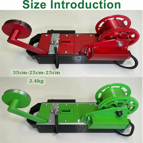 Desktop 3D Printer Filament Maker That Recycles PET Bottles Into Smooth Cord, featuring red and green components for easy operation.