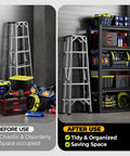 Heavy Duty 5 Tier Garage Shelving Unit 72 Inch High Adjustable Metal Rack For Tools And Gear Pro DIY Storage, tidy garage before and after use