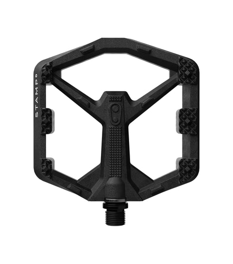 Stamp 0 Flat Pedals For MTB And BMX, Large Black, Lightweight Composite Body, Low Profile Design, 12 Pins, Durable for All Terrain
