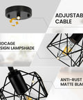 Top Shelf One Light Hanging Pendant Light Fixture With Clean Slick Black Finish And Totally Adjustable Suspension Cord For Kitchen Island Room Vibe Boost, showing adjustable cable and birdcage lampshade.