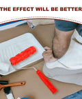 DIY Patterned Rubber Painting Roller For Textured Wall Art Decoration And Reusable Embossing Texture Tool on paint tray.