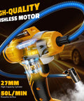 Close-up of the high-quality brushless motor in No Fuss Cordless Tire Inflator Workhorse with 50L/min airflow and 27mm cylinder.