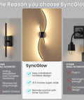 Cordless Battery Operated Wall Sconces Set Of 2 With 10000mah Power Bank 31.5 Inch Black LED Light showing installation benefits and design features.