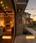 50ft Solar String Lights Outdoor With Remote Control S14 Bulbs Dimmable illuminate patio and living room, no outlet needed