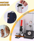 Rad 2 28 Inch Round Button Maker Kit Press Paper Cutter 100 Materials DIY Fridge Magnets Pins Keychains Metal Badge Maker Set Custom Designs Great For Parties Crafting Projects Or Just Having Fun Making Awesome Stuff To Wear Or Stick On Wall Cool, badge maker with press and accessories